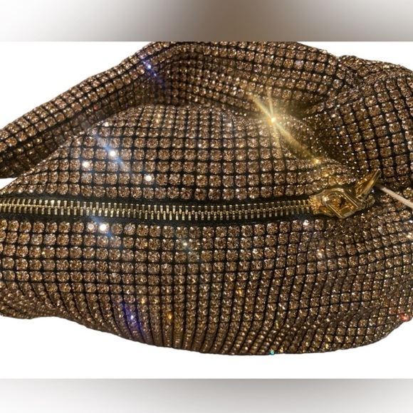 NWT Madison West Knotted  Rhinestone Dumpling Style Evening Purse - Picture 3 of 11